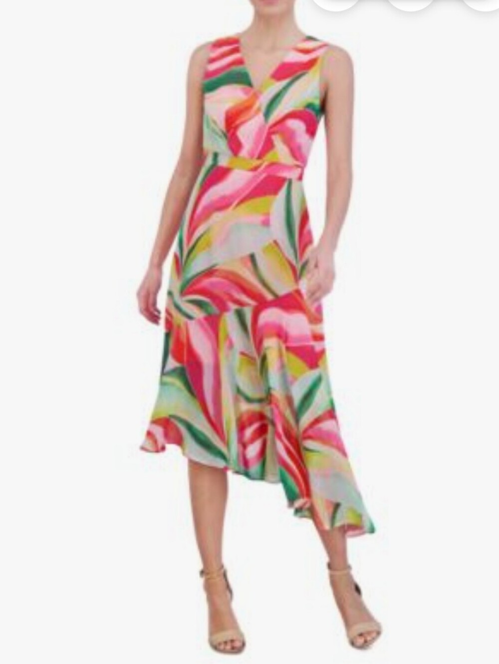 Jessica Howard Sleeveless Dress Size 12 Asymmetrical Ruffle Hem Back Zip 909A